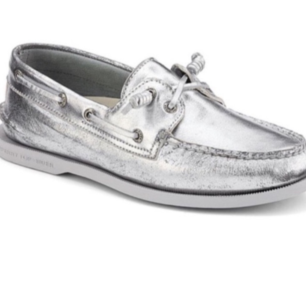 Sperry Top-Sider Jeffrey Silver Leather Boat Shoe